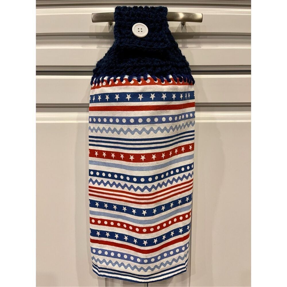 Crochet Top Kitchen Towel- Stars and Stripes